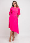 Ella Boo Belt Trim A-Line Midi Dress, Hot Pink