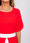 Ella Boo Contrast Overlay Jumpsuit, Red