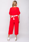 Ella Boo Contrast Overlay Jumpsuit, Red