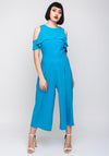 Ella Boo Cold Shoulder Culotte Jumpsuit, Aqua Blue