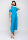 Ella Boo Cold Shoulder Culotte Jumpsuit, Aqua Blue