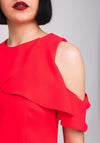 Ella Boo Cold Shoulder Culotte Jumpsuit, Red