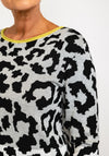 I.nco Colour Block Leopard Print Pullover, Lime Multi