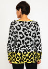 I.nco Colour Block Leopard Print Pullover, Lime Multi