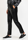 I.nco Faux Leather Front Casual Trousers, Black