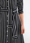 Ella Boo Striped Maxi Shirt Dress, Black & White