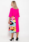 Ella Boo Print Pleat Panel Midi Dress, Pink