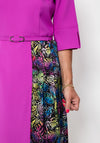 Ella Boo Print Pleat Panel Midi Dress, Fuchsia