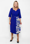 Ella Boo Print Pleat Panel Midi Dress, Purple