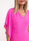 Ella Boo Drape Sleeve A Line Midi Dress, Pink