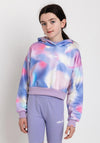 Ellesse Girls Holdina Print Crop Hoody, Lilac Multi