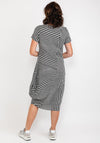 Elsewhere Striped Balloon Hem Dress, Black & Silver