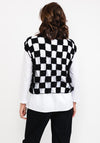 Elsewhere Checked Crochet Vest, Black