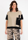Elsewhere Contrast Material Trim T-Shirt, Cafe Creme