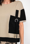 Elsewhere Contrast Material Trim T-Shirt, Cafe Creme