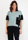 Elsewhere Contrast Material Trim T-Shirt, Eucalyptus