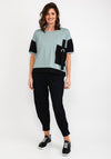 Elsewhere Contrast Material Trim T-Shirt, Eucalyptus