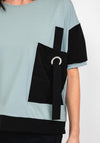 Elsewhere Contrast Material Trim T-Shirt, Eucalyptus