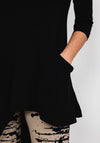 Elsewhere Asymmetric Curved Long Hem Top, Black