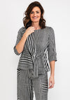Elsewhere Striped Asymmetric Zip Top, Black & Silver