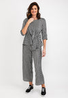 Elsewhere Striped Asymmetric Zip Top, Black & Silver