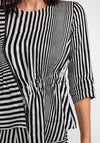 Elsewhere Striped Asymmetric Zip Top, Black & Silver