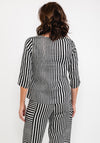 Elsewhere Striped Asymmetric Zip Top, Black & Silver