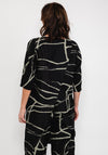 Elsewhere Abstract Print Linen Long Jacket, Black & Khaki