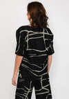 Elsewhere Abstract Print Linen Top, Black & Khaki