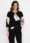 Elsewhere Asymmetric Hem Print Top, Black Multi