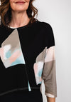 Elsewhere Asymmetric Hem Print Top, Black Multi