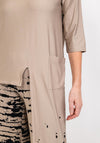 Elsewhere Asymmetric Long Side Hem T-Shirt, Cafe Creme