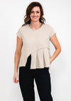 Elsewhere Box Pleat Knit Top, Natural
