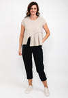 Elsewhere Box Pleat Knit Top, Natural