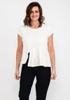 Elsewhere Box Pleat Knit Top, Off White