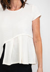Elsewhere Box Pleat Knit Top, Off White