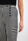 Elsewhere Striped Wide Leg Trousers, Black & Silver