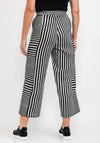 Elsewhere Striped Wide Leg Trousers, Black & Silver