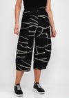 Elsewhere Abstract Print Wide Leg Trousers, Black & Khaki