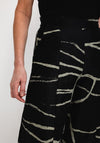Elsewhere Abstract Print Wide Leg Trousers, Black & Khaki