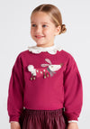 Mayoral Girls Dog Print Sweater, Redcurrant