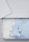 Emile Et Rose Baby Boy Truman Babygrows and Teddy Gift Box, Blue