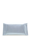 Emis Pebbled Leather Envelope Clutch Bag, Blue Silver
