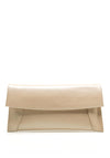 Emis Leather Pearly Clutch Bag, Beige