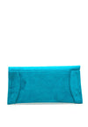 Emis Leather Suede Envelope Clutch Bag, Turquoise
