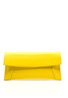 Emis Leather Envelope Clutch Bag, Yellow