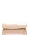 Emis Leather Patent Clutch Bag, Nude