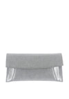 Emis Shimmer Suede Clutch Bag, Silver