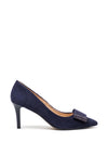 Emis Leather Suede Bow Court Shoes, Navy