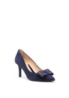 Emis Leather Suede Bow Court Shoes, Navy